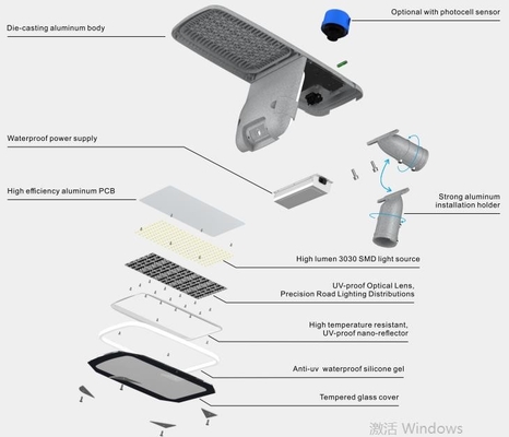 Outdoor 100 Watt 120w 140w LED Street Light Lamp 150LM/W AC 85V-265V Battery 3 Years